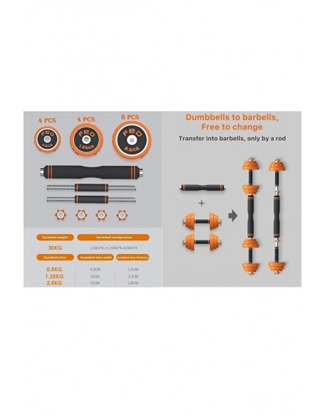 30 Kg Döküm Plaka Dambıl Seti 2 İn 1 Dambıl Seti
