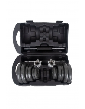 Çantalı Döküm Plaka Dambıl Seti 20 Kg Siyah Dumbbell Set