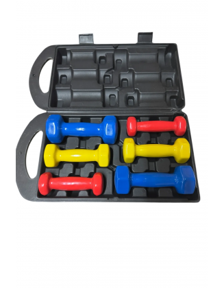 6 Kg Vinly Kaplı Dipping Dumbbell Set Kadınlar İçin Çantalı Dambıl Set 0,5 kg, 1 Kg, 1,5 kg