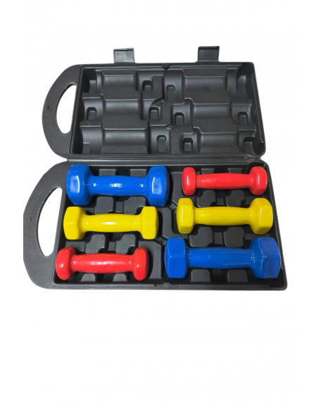 6 Kg Vinly Kaplı Dipping Dumbbell Set Kadınlar İçin Çantalı Dambıl Set 0,5 kg, 1 Kg, 1,5 kg